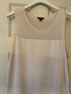 Ann Taylor Cream Knit Mesh Yoke Tank